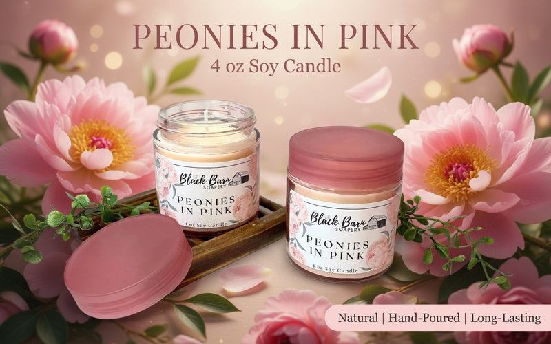 Peonies in Pink - Subtly Scented 4oz Jar Candle w/ Lid
