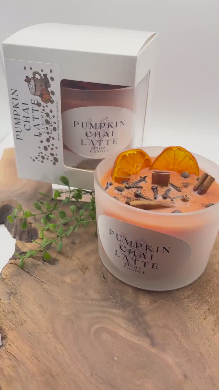 Pumpkin Chai Latte -  12 oz Wood wick Candle